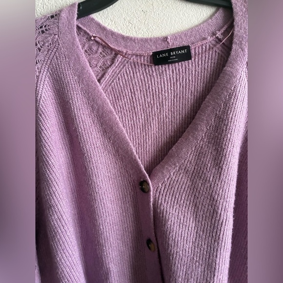 Lane Bryant Classic Long-Sleeve Button-Front Pointelle-Sleeve Cardigan 26/28 - Picture 10 of 13